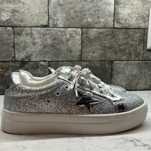 Girls Silver Sparkly Shoes
